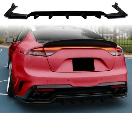 HHENGYISOUL Rear Diffuser Extension Fits KIA Stinger 20182021 GT Only AddOn Rear Bumper Diffuser ABS Plastic Gloss Black