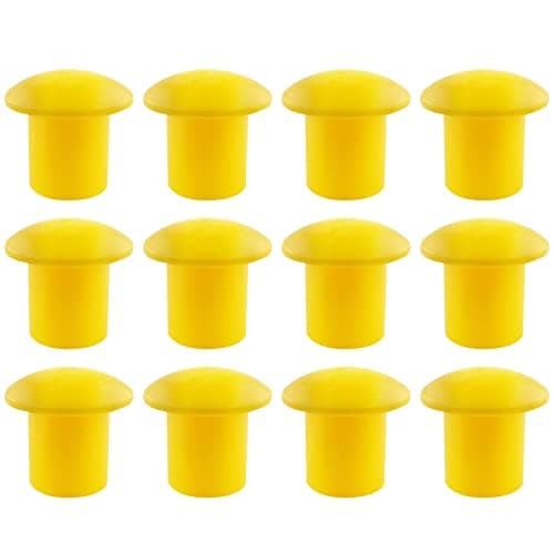 JCBIZ 12pcs Plastic Reinforced Protective Cap Yellow Safety Mushroom Survey Rebar Cap for Diameter 10-25mm Reinforcement