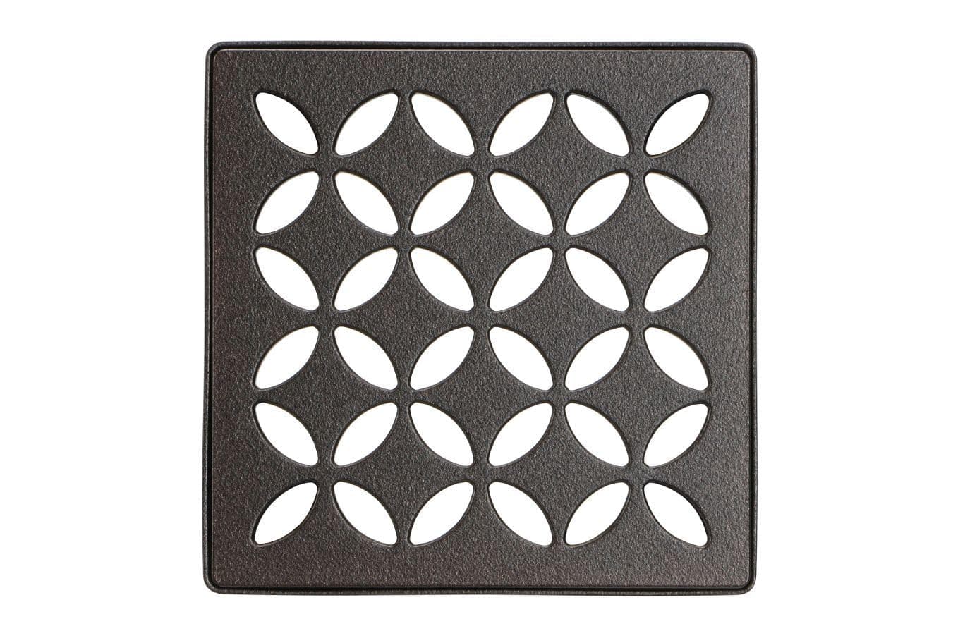 Schluter KerdiDrain Grate Kit with Integrated Slope Bonding Flange Ideal for Bathroom or Wet Rooms 4 Bronze Floral Adjustable KDIF4GRKTSOBD5