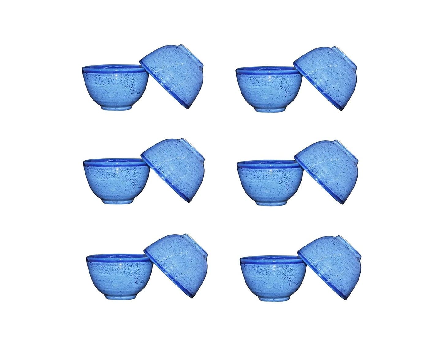 Caffeine Ceramic Handmade Blue Glossy Dessert Bowl Set of 12