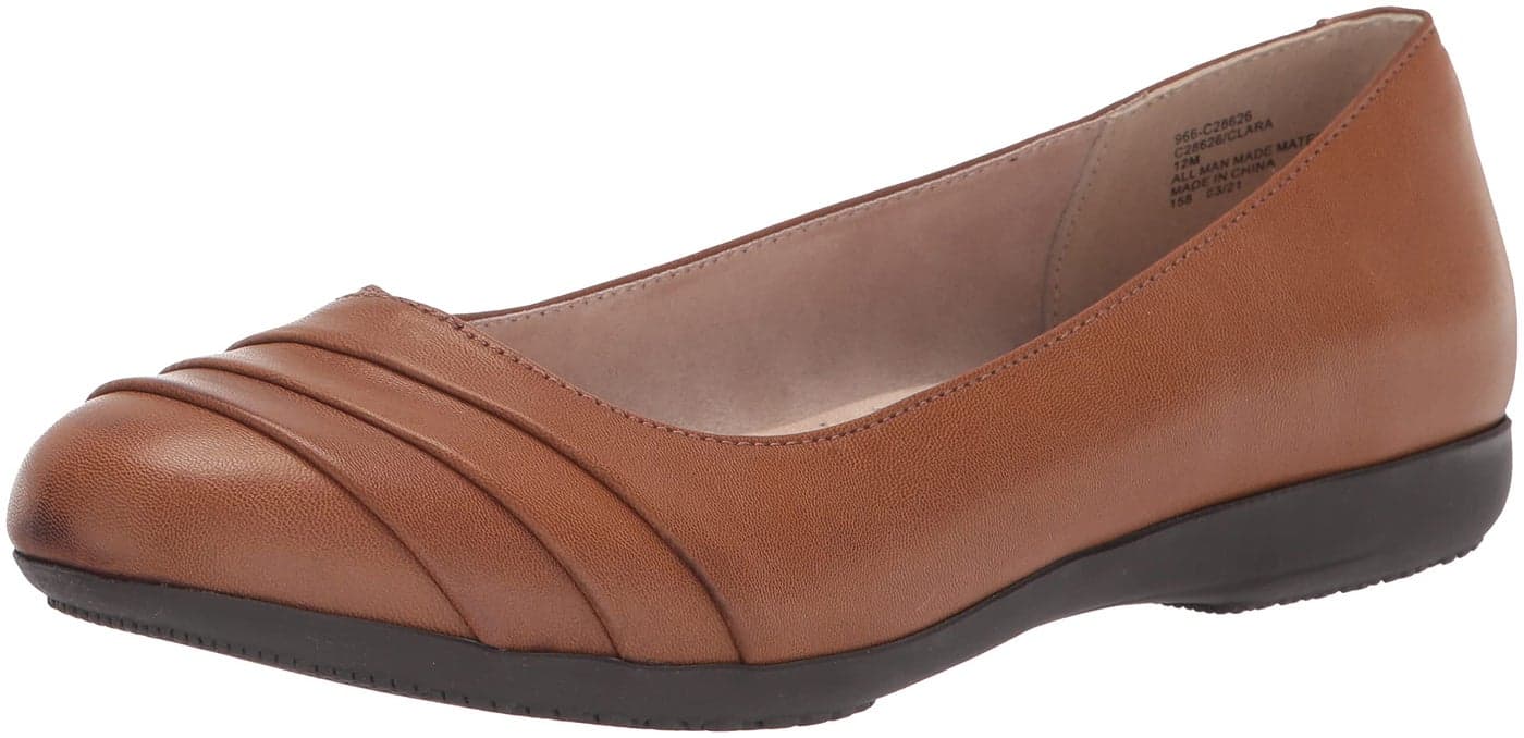 CLIFFS BY WHITE MOUNTAIN Womens Shoes Clara Ballet Flat CognacBurnishedSmooth 10 W