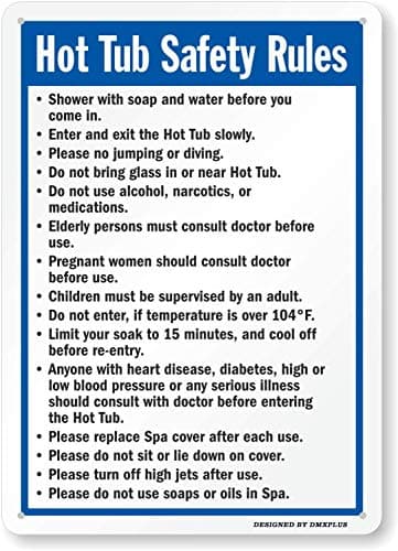 "Hot Tub Safety Rules" Sign By Unoopler | 8" x 12" Metal