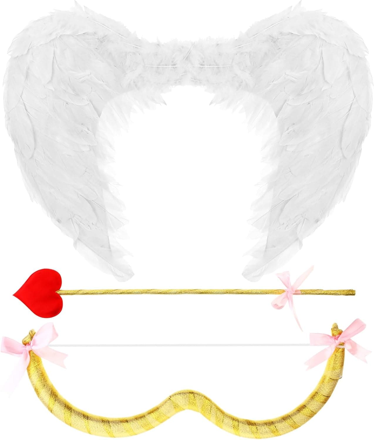 Leitee Cupid Costume Set Cupid Bow and Arrow Cupid Wings Valentines Cupid Costume Accessory for Women Adult Cosplay