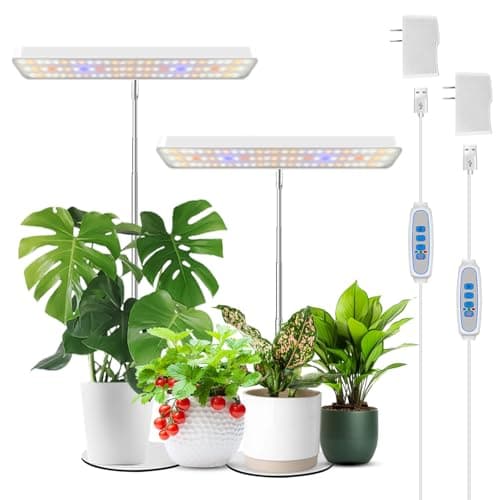 Wiaxulay Plant Grow Light 78 LEDs Grow Light for Indoor Plants Full Spectrum Height Adjustable Desk Growing Lamp with Metal Base Auto Timer 61216Hrs 3 Lighting Modes 5 Dimmable Levels2 Pack