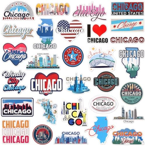 Konohan 30 Pcs Chicago Souvenirs Gifts Chicago Magnet for Refrigerator City Magnetic Refrigerator Stickers for Home Decoration