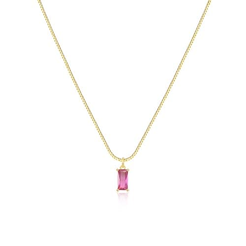 FUNEIA Diamond Necklaces for Women 14K Gold Plated Emerald Birthstone Necklace for Women Mothers Dainty Gold Necklace Blue Green Cubic Zirconia Pendant Necklace Birthday Gifts Jewelry