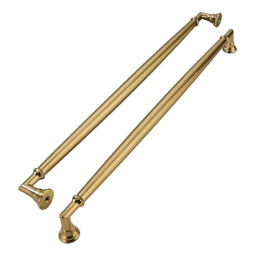 khtumeware 5 Pack 12 Inch305mm Brushed Brass Cabinet Pulls Heavy Duty Solid Warm Brass Cabinet Handles Kitchen Brushed Gold Cabinet Hardware for Cupboard Drawer Handles