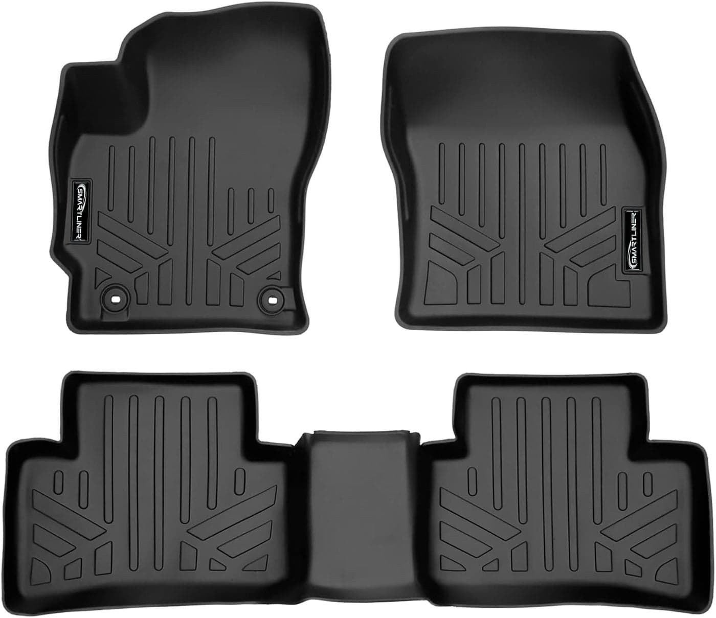 SMARTLINER Custom Fit All Weather 2 Row Black Floor Mat Liner Set for 2022-2023 Toyota Corolla Cross