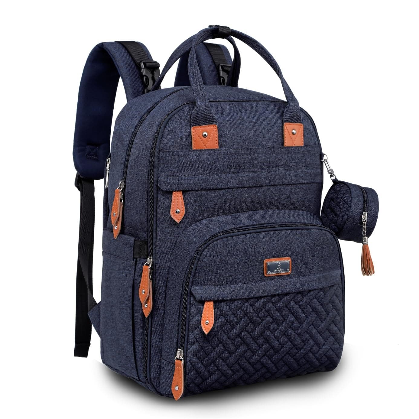 BabbleRoo Diaper Bag Backpack Baby Essentials Travel Tote Multi Function Waterproof Diaper Bag Travel Essentials Baby Bag with Changing Pad Stroller Straps Pacifier Case Unisex Navy Blue
