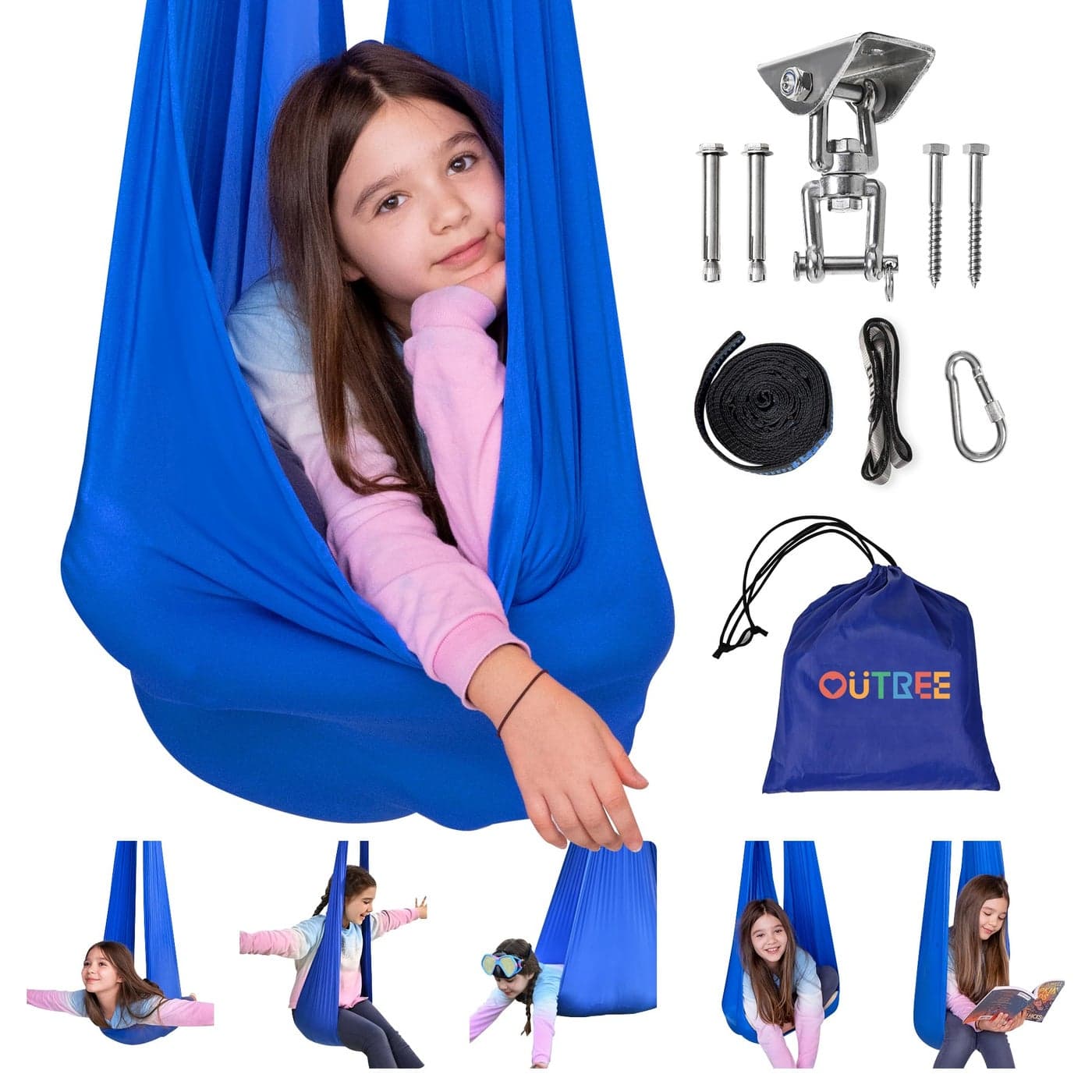 OUTREE Sensory Swing for Kids with 360° Swivel Hanger, Indoor Therapy Swing Great for Autism, ADHD, Sensory Processing Disorder, and Autistic Children