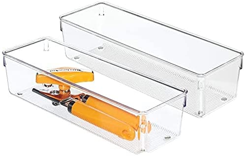 INKULTURE Transparent plastic Drawer Storage Organizer Box For Kitchen Utensil Office Desks Cosmetics and Bathrooms Etc Size 2286 cm X 762 cm Pack of 02