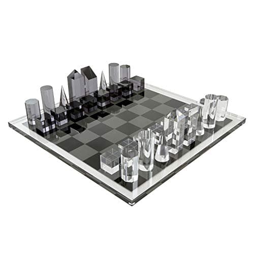 Tizo Design Elegant 17 Lucite Chess Set Designer Lucite Acrylic Pieces Modern Trendy Multiple Options Available Clear Smoke