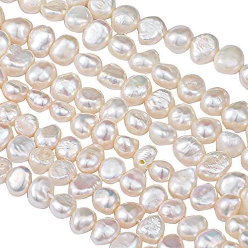 2 Strands 5-6 mm 6-7 mm Natural Freshwater Pearls Beads White Baroque Cultured Irregular Pearls Beads for Jewelry Making for Crafts Necklaces Bracelets Earrings
