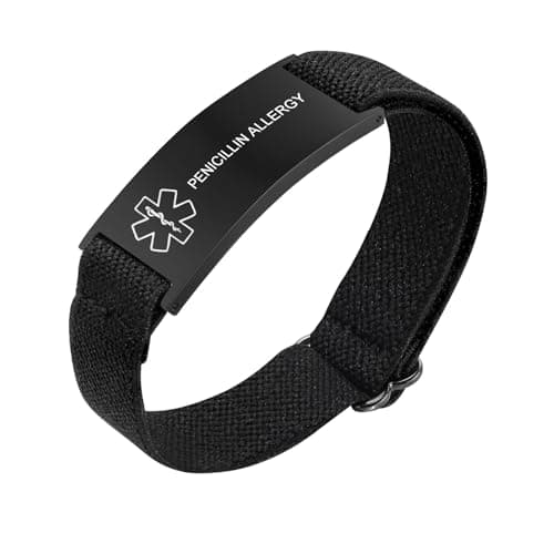 VNOX Penicillin Allergy Medical Alert Bracelets for Men Patients Stainless Steel Emergency Bracelets Wristbandersonalized Mens Life Health Alert Bracelet