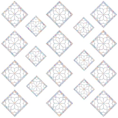 18 pcs Window Decals for Bird Strikes - Anti-Collision Window Decals to Save Birds from Window Collisions,Non Adhesive Reusable Vinyl Rainbow Window Stickers