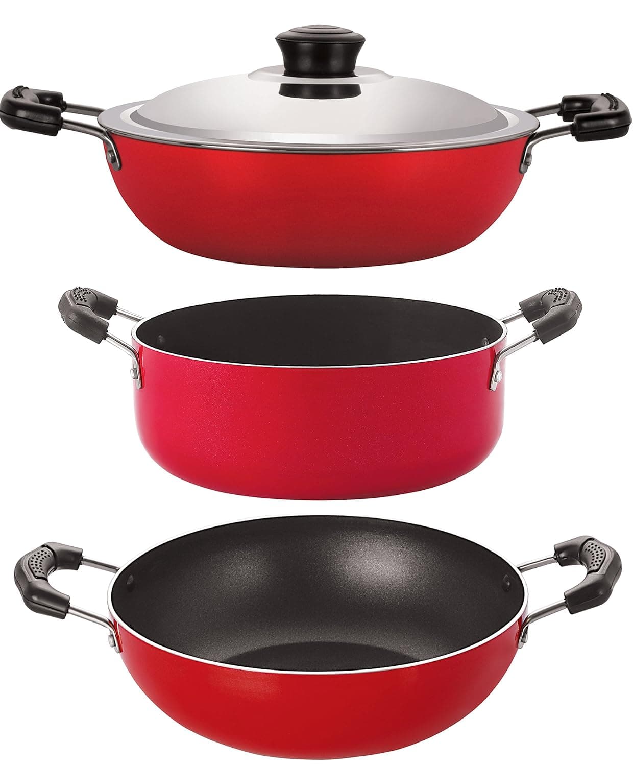 Nirlon NonStick 3 Piece Aluminium Gas Compatible Odor Free Cookware Combo Offer Set