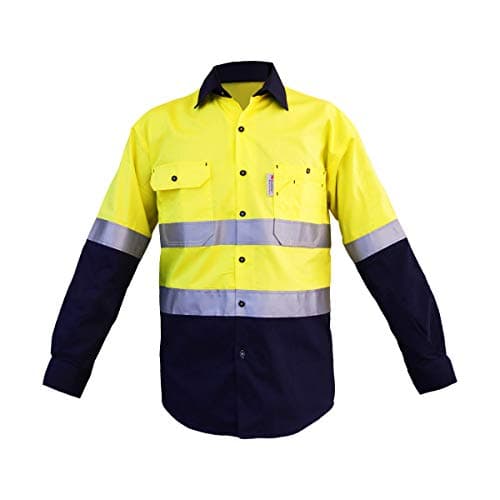 Reflective Work Shirt for Men Hi Vis Workwear Sewnon 3M Reflective Tape YellowNavy