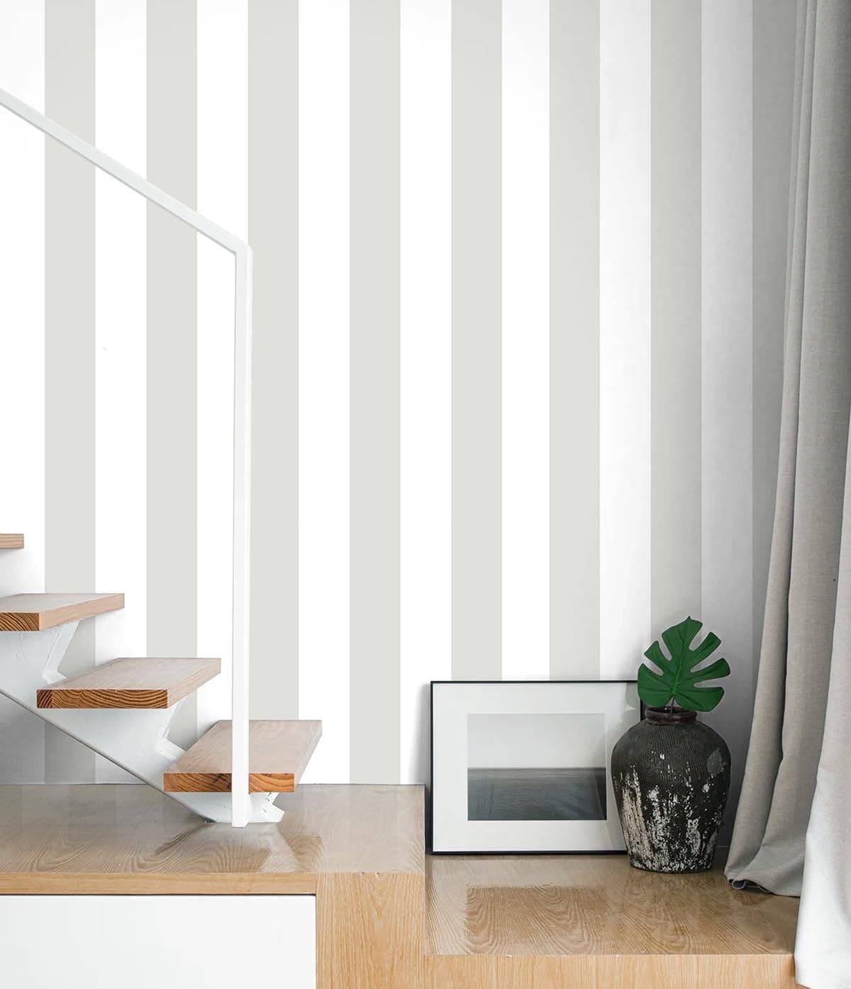 Guvana 177x197 Striped Peel and Stick Wallpaper Grey and White Contact Paper Modern Removable Wallpaper Gray Striped SelfAdhesive Contact Paper for Livingroom Cabinets Decor