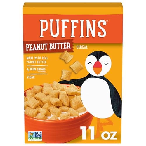 Barbara's Bakery Puffins Peanut Butter Cereal, Non-GMO, Vegan, 11 Oz Box