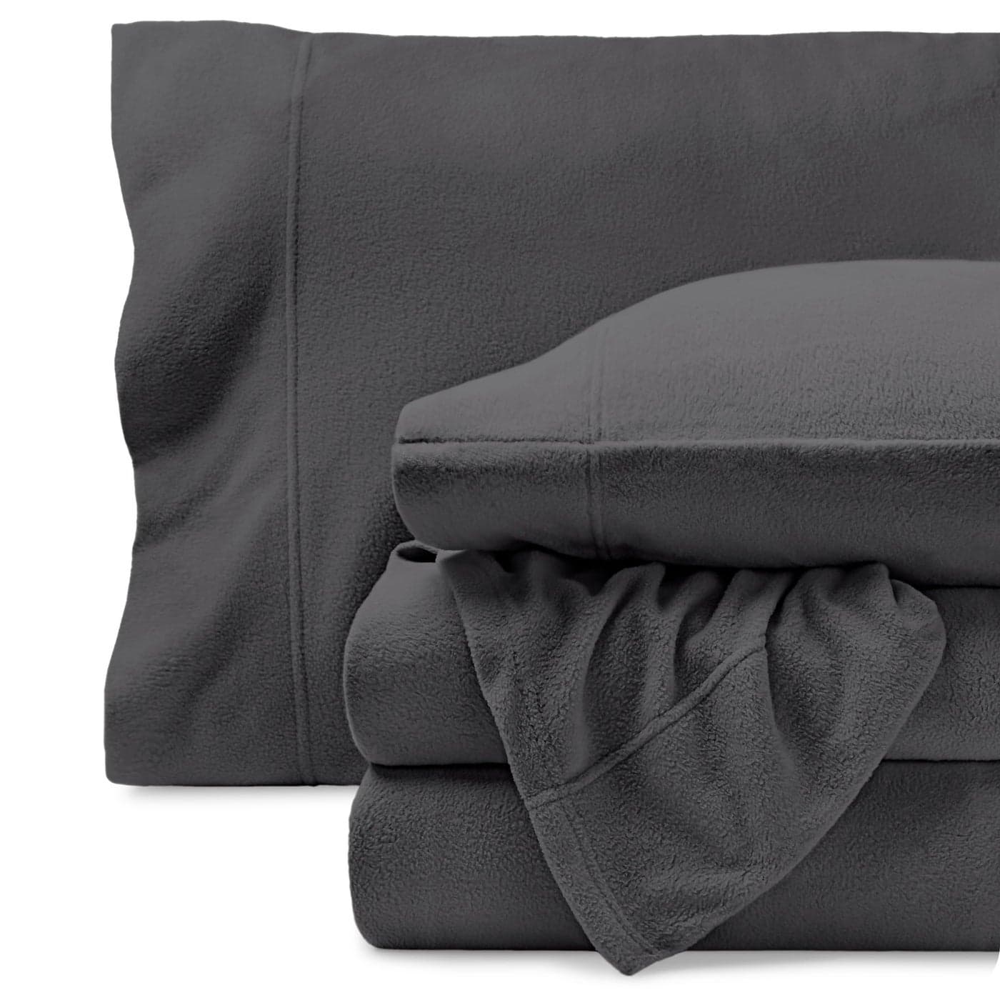 Bare Home Super Soft Fleece Sheet Set Full Size Extra Plush Polar Fleece NoPilling Bed Sheets All Season Cozy Warmth Full Grey