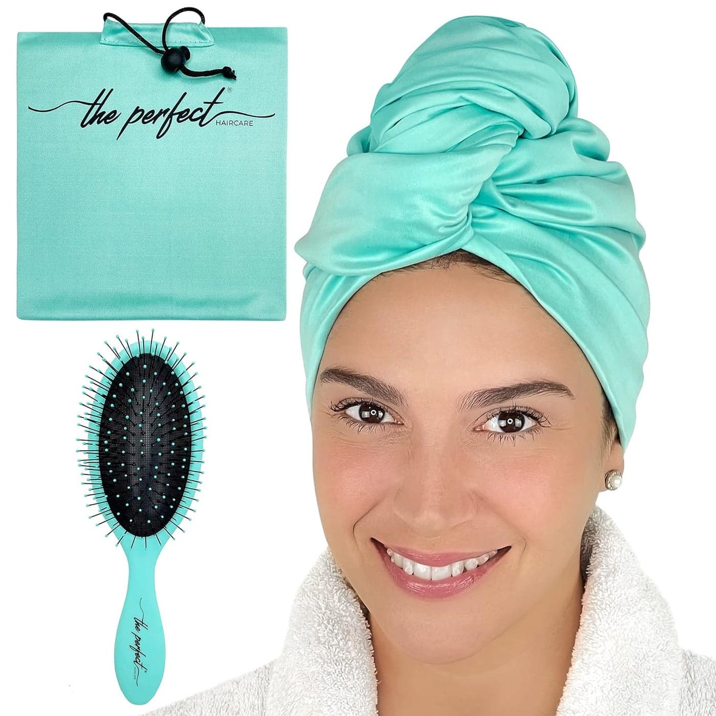 THE PERFECT HAIRCARE Microfiber Curly Hair Towel Wrap with WetDry Brush Fast Drying and Gentle Detangling for Women Girls Kids Children Great for Travel Gifts and Hair Extensions