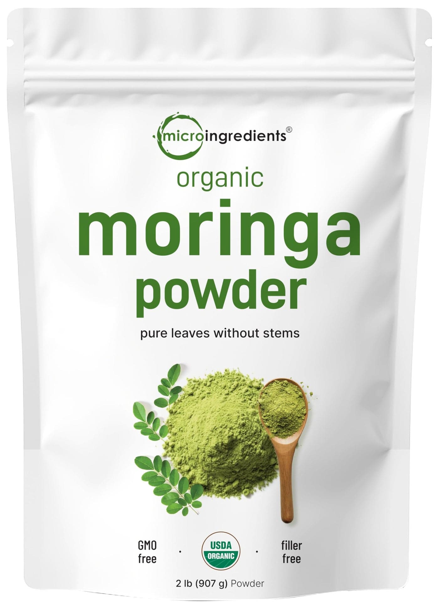 Organic Moringa Oleifera Leaf Powder 2 Pounds Rich in Antioxidants and Immune Vitamin Great Superfoods for Moringa Tea Moringa Drink India Grown Vegan