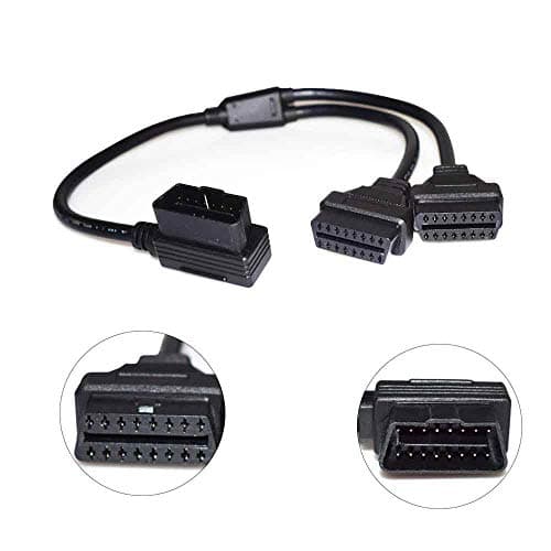 Vgate 16 Pin OBD2 OBDII Diagnostic Extender Splitter Extension Cable Male to Dual Female Y Cable, 19 inches