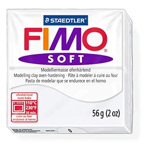 Staedtler Fimo Soft White (0) Oven Bake Modelling Clay Moulding Polymer Block Colour 56g (1 Pack)