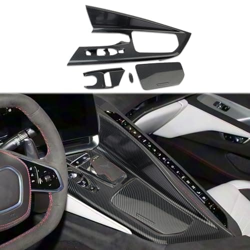 crosselec Carbon Fiber Style Center Console Gear Shift Panel Cup Holder Cover Trim Accessoires Kit for Chevrolet Corvette C8 20202025