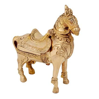 Dattatreya Brass Brass Decorative Horse Show Piece Idol (6 x 2.5 x 6 Inches)