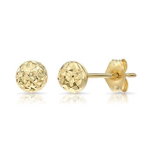 14k Yellow Gold Diamond-cut Ball Stud Earrings (5MM)