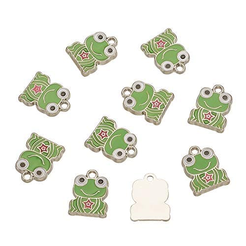 Craftdady 10Pcs Alloy Enamel Frog Charms 17x13mm Metal Animal Dangle Pendants for Jewelry Making Hole: 1.5mm