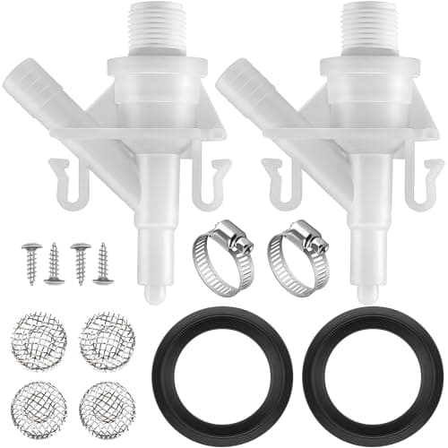 Dreyoo RV Toilet Water Valve Compatible with 385311641, Sealand 300 310 311 320 321 Series Pedal Flush Camper Trailer Marine Toilets, Flush Valve Replacement with Sealing Ring(2 Set)