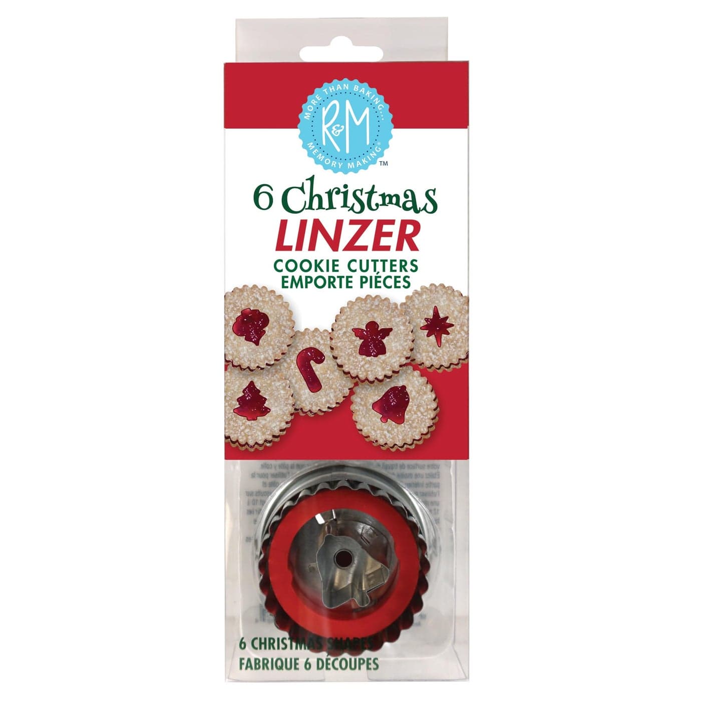 RM International Christmas Linzer Cookie Cutters Angel Candy Cane Bethlehem Star Bell Christmas Tree Ornament 6Piece Set