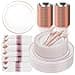 Bestluck 350PCS Clear Plastic Plates with Rose Gold Trim for 50 Guests Disposable Dinnerware Set for Party Wedding Include 100 Plastic Plates 50 Pre Rolled Napkins with Silverware 50 Cups