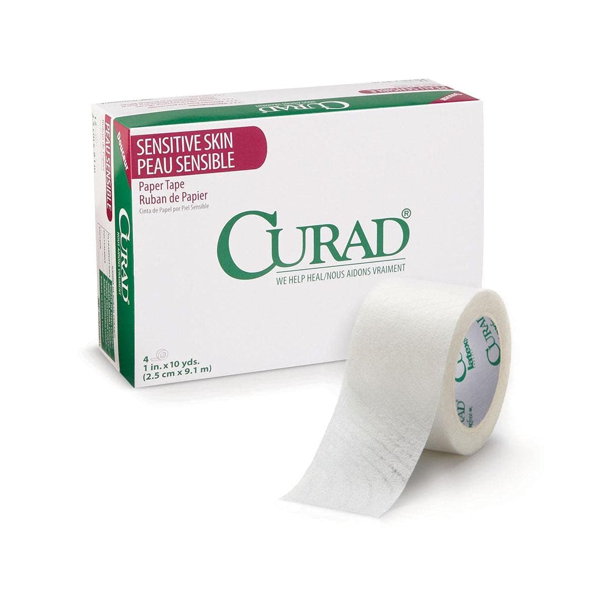 CURAD Gentle Adhesive Paper Dressing Tape First Aid For Sensitive Skin 2 Inches x 10 Yards