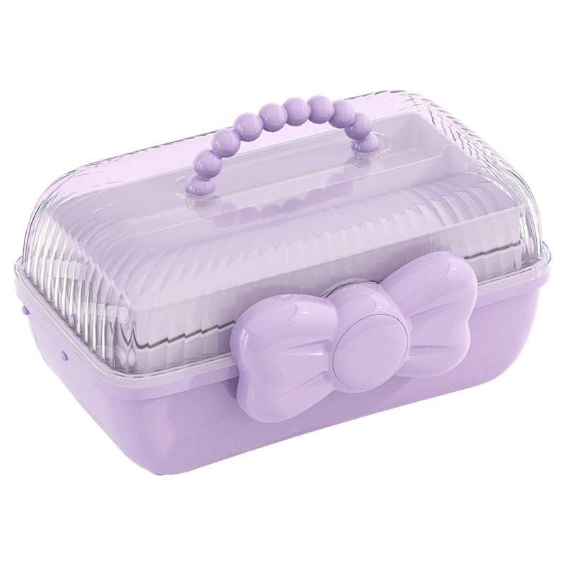 HoopVool Plastic Hair Accessories Organizer Box Hair Ribbon Storage Box Ribbon Box MultiPurpose Organizer With Handles For Nail Hair Accessories Sewing Supplies Makeup Art Supplies PURPLE