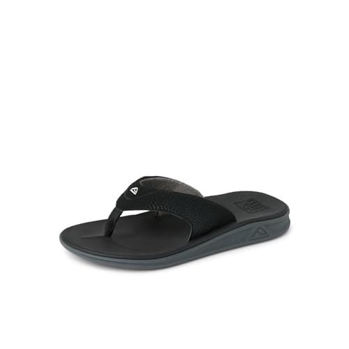 Reef Rover Mens Flip Flop, Supportive & Ultra Soft Footbed, Durable Non Marking Outsole, Black, 8