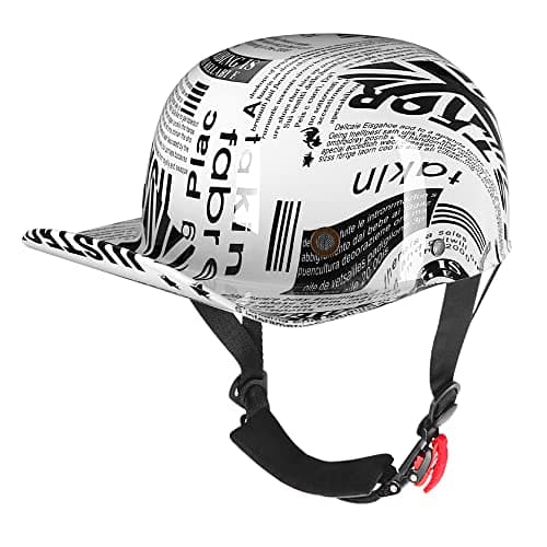 Woljay Vintage Retro Open Face Motorcycle Helmet Baseball Cap Half Helmets Men Women for Moped Cap Jet Scooter Street Cruiser DOT Certified XLarge Newspaper