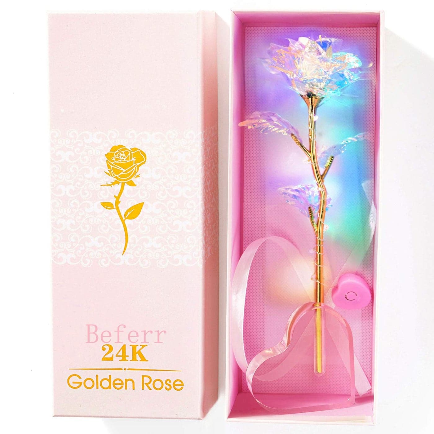 Beferr Mothers Day Rose Gifts for Mom Women Galaxy Rose Glass Crystal Flowers with HeartShaped Base Eternal Roses Forever Flowers Mothers Birthday Gifts for Grandma Daughters Wife Sister Kids