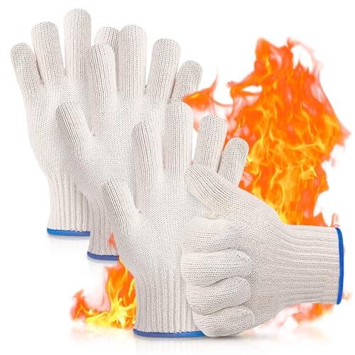 2 Pairs Heat Resistant Gloves for Grilling - 9.5 Inch Durable Aramid Oven Gloves with Fingers - Full Hand Protection, Functionality, Easy to Use, Multipurpose for Baking, Roasting, Frying, and More