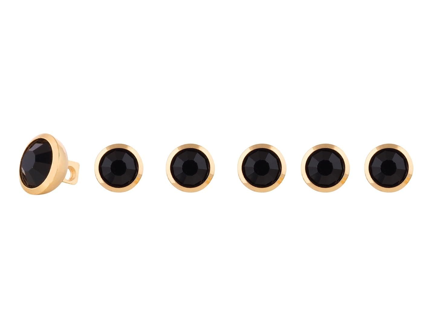 VAMA Gold Plated Black Stone Kurta Sherwani Buttons Cufflinks Blazer Coat Shirts Studs for Men and Women