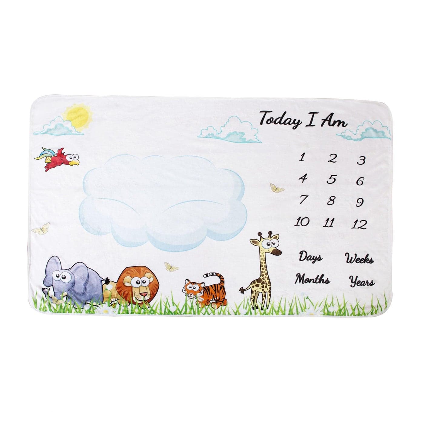 vmaisi Baby Milestone Blanket Gifts Newborn Boy Girl Monthly Year Infant Growth Blankets Nursery Swaddling Blankets Blue Cloud Single Printed
