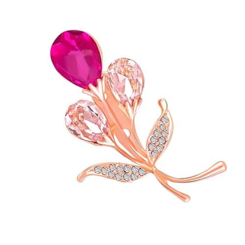 Mahi Rose Gold Plated Gorgeous Flowerlet Pink Crystals Brooch/Lapel Pin for Women (BP1101194ZPin)