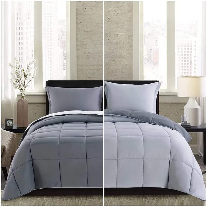 CULTIVER All Season Reversible Quilted Comforter Blanket Duvet 200 GSM Machine Washable Lightweight Comforter Double Bed 90x100 Inches