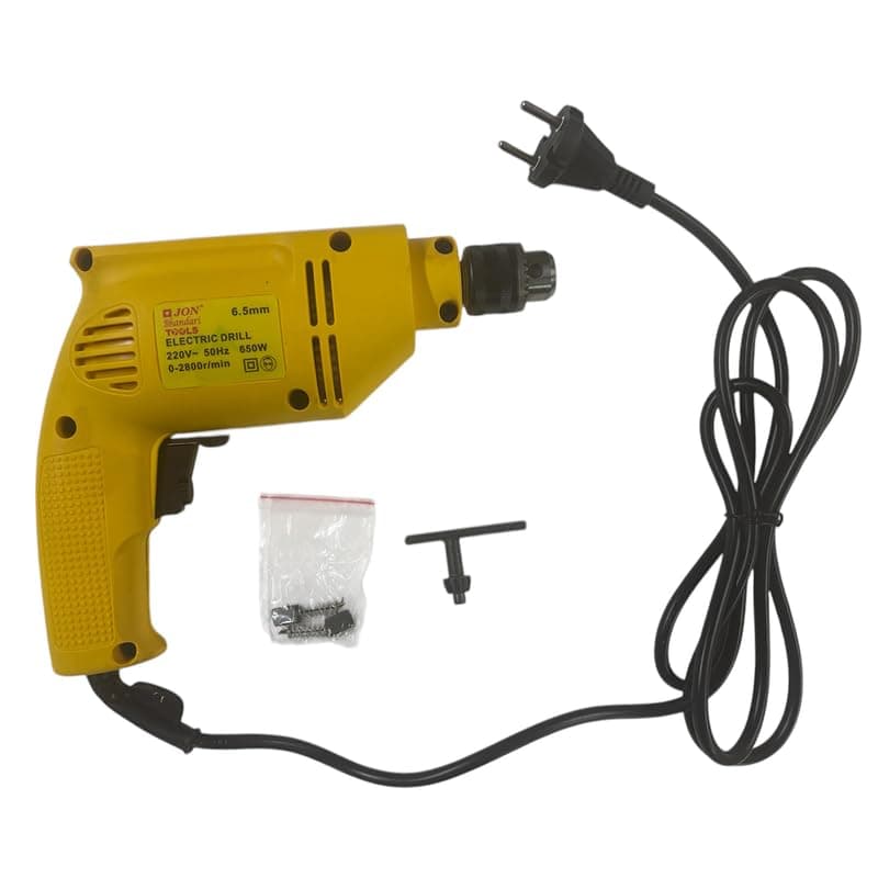 Jon Bhandari Tools Corded Electric Drill Machine – 6.5mm, 650W, 2800RPM, 220V | Variable Speed & Reverse Function | Compact Heavy Duty Power Tool for Wood, Metal, Masonry & DIY Projects