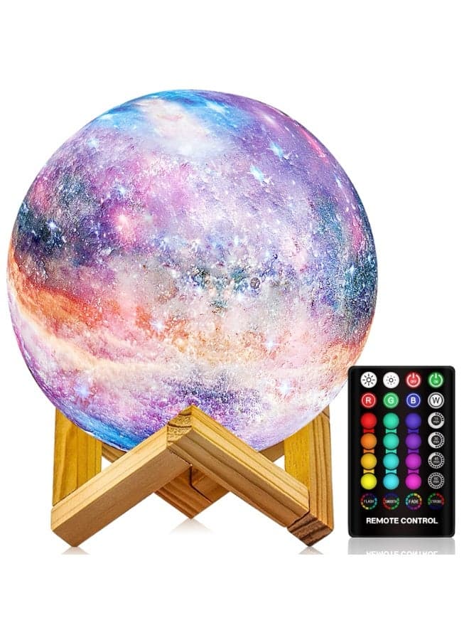 7.9 Inch Galaxy Starry Moon Lamp with Touch & Remote Control, 16 Color LED Night Light
