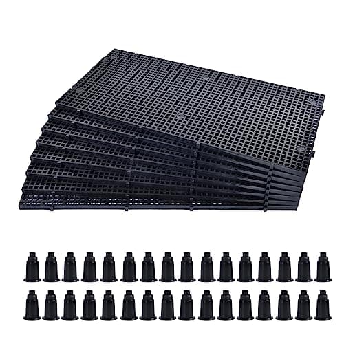 ALEGI Plastic Grid Divider Tray Egg Crate Louvre Aquarium Fish Tank Bottom Isolation with Bracket (8pcs Black)