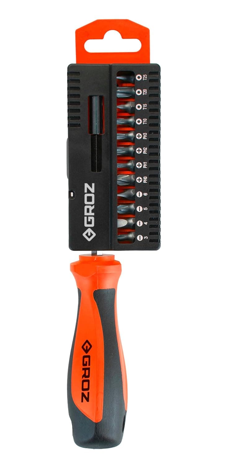 Groz 13 Pcs Screwdriver Set 4 Philips 4 Flat 4 Torx Multipurpose Screwdriver Kit Home Toolkit Set Screwdriver Kit for Home Repairs Professional Use DIY Use KITSCDR13ST