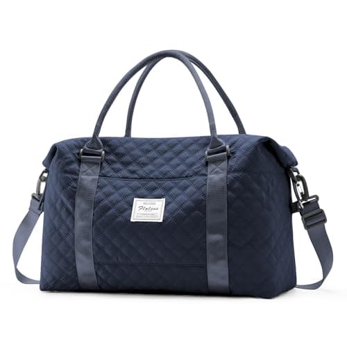 Travel Duffel Bag, Weekender Overnight Bags for Women, Carry On Personal Item Bag with Trolley Sleeve & Wet Pocket,Navy Blue